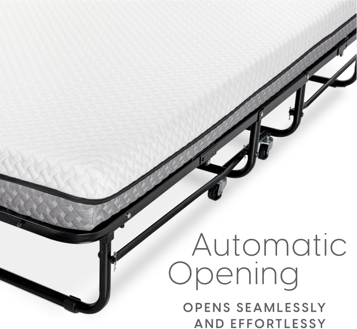 Deluxe Diplomat Folding Bed with Mattress for Adults – Twin Size Portable Foldable Bed with Luxurious Memory Foam Mattress & Heavy Duty Frame, Easy to Store, Ideal for Guest Rooms & Travel