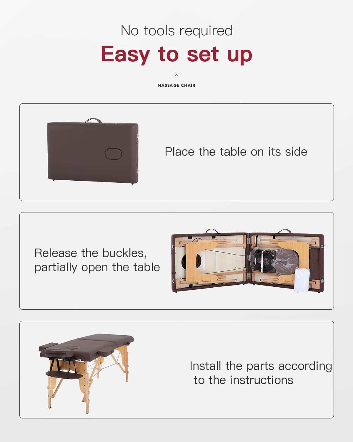 BestMassage Portable Massage Table β 24" Wide Height Adjustable 2-Fold Lash Bed with Carrying Case, Folding Spa Table for Facial, Tattoo, Foot Massage, Salon & Beauty Treatments