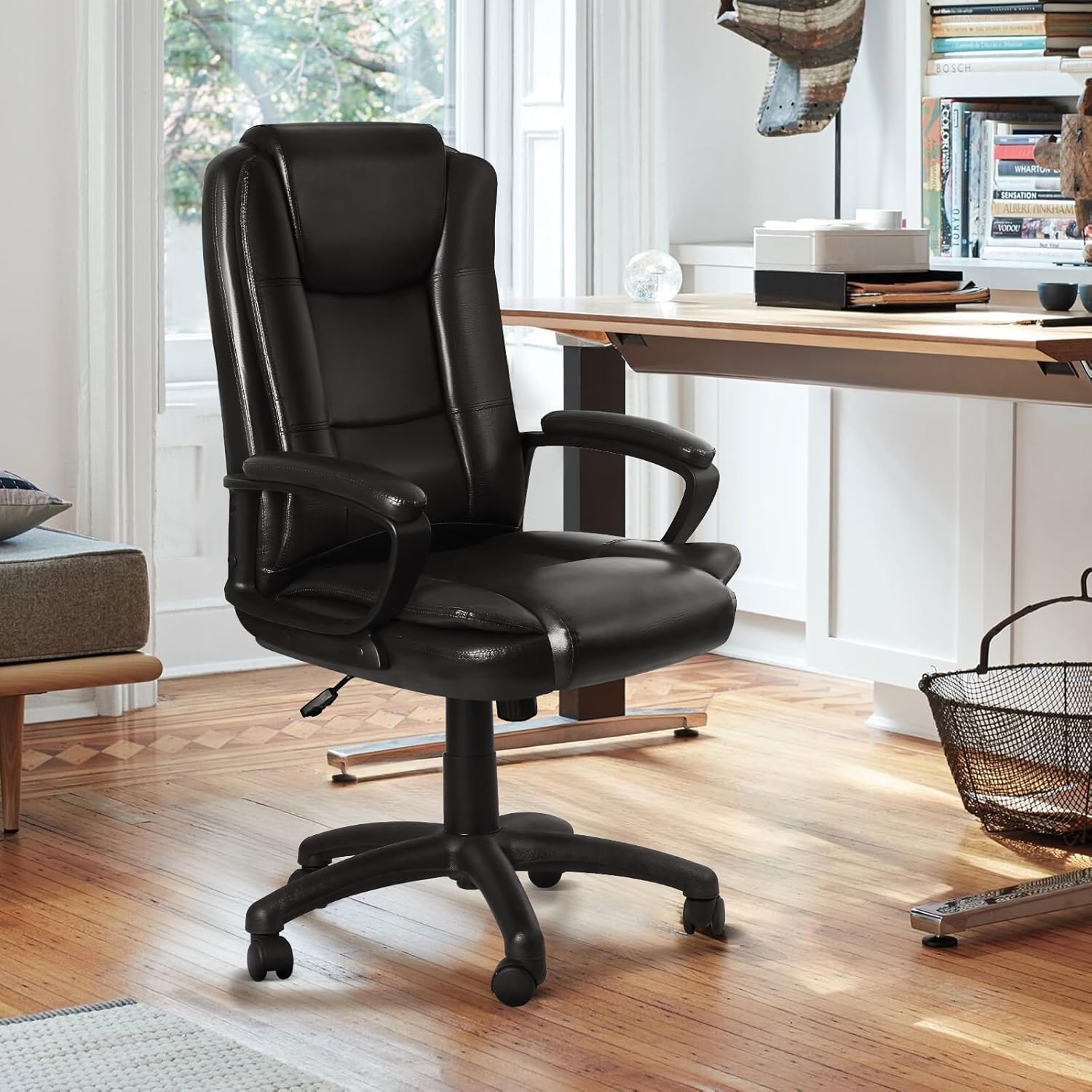 Big and Tall Office Chair 400lbs โ Ergonomic High-Back Executive Desk Chair with Lumbar Support, Adjustable Heavy Duty Leather Computer Chair for Home Office & Work