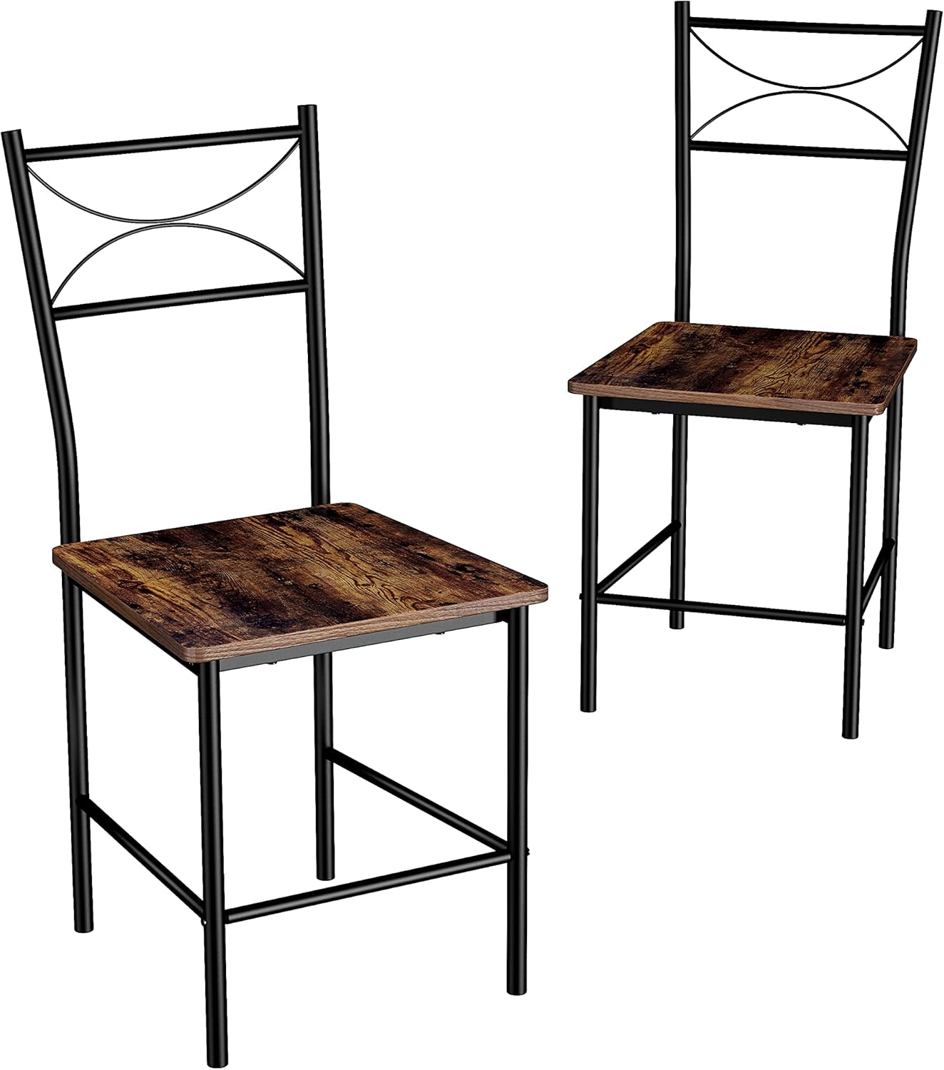 IRON 3-Piece Kitchen Dining Table Set for Small Spaces – Square Iron Wood Table with 2 Chairs, Compact Dining Room Furniture for Apartment, Home, or Kitchen