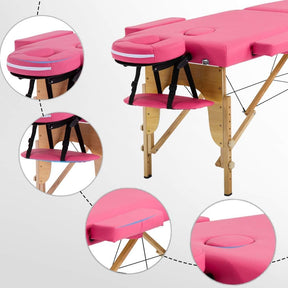 BestMassage Portable Massage Table – 24" Wide 2-Fold Lash Bed, Height Adjustable Spa Table with Non-Woven Carry Bag for Facial, Foot Massage, Tattoo, Salon & Esthetician Use(pink)