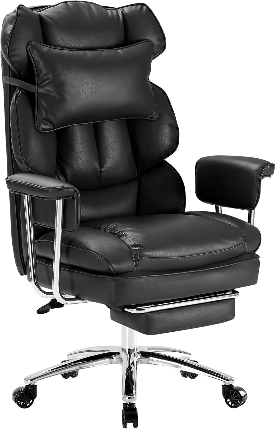 Executive Big and Tall Office Chair – High Back Ergonomic Desk Chair with Footrest, Adjustable Height, Lumbar Support & Reclining PU Leather Computer Chair for Home Office