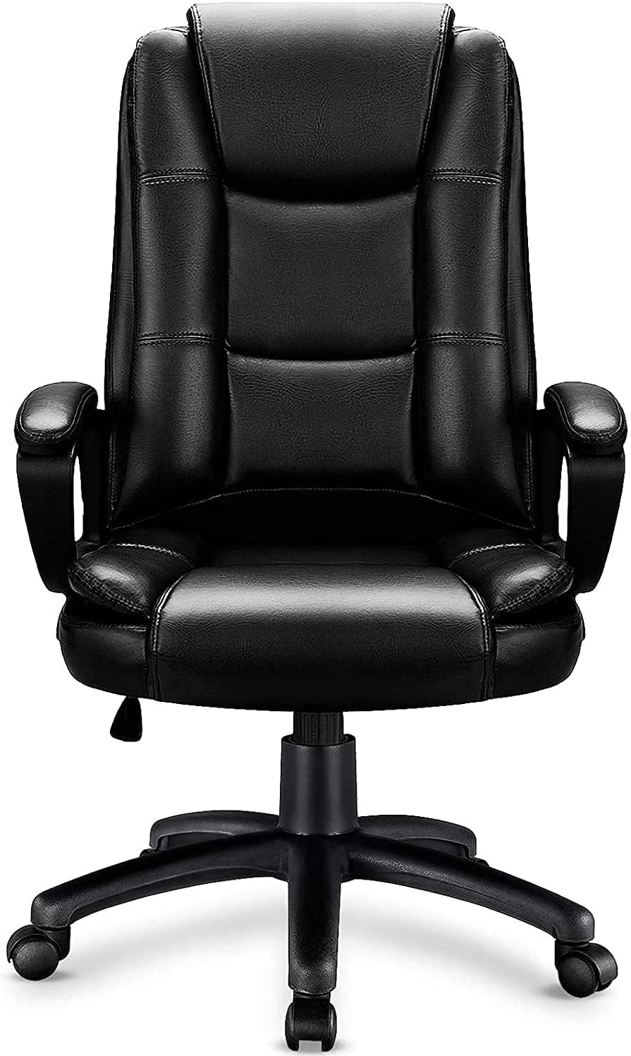 Big and Tall Office Chair 400lbs – Ergonomic High-Back Executive Desk Chair with Lumbar Support, Adjustable Heavy Duty Leather Computer Chair for Home Office & Work