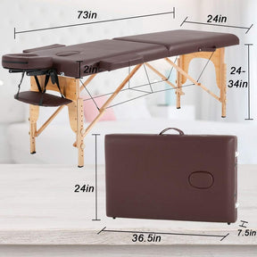 BestMassage Portable Massage Table – 24" Wide Height Adjustable 2-Fold Lash Bed with Carrying Case, Folding Spa Table for Facial, Tattoo, Foot Massage, Salon & Beauty Treatments