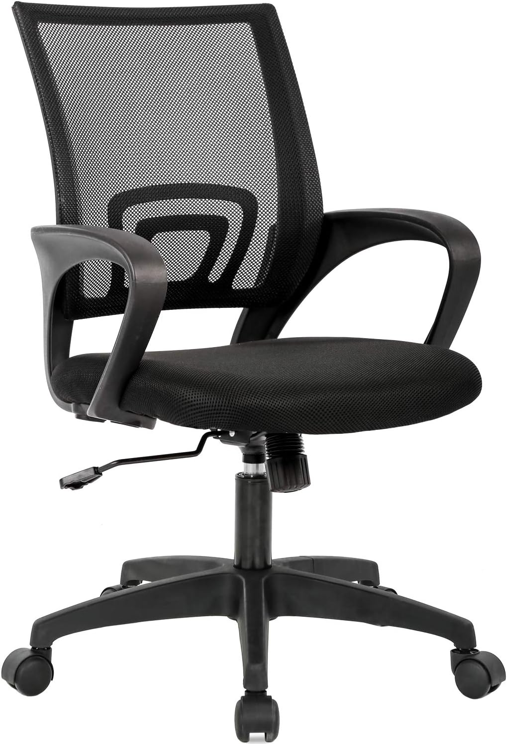 Ergonomic Office Chair – Mesh Desk Chair with Lumbar Support, Adjustable Mid-Back Swivel Rolling Task Chair with Armrests for Home Office & Computer Use – Black