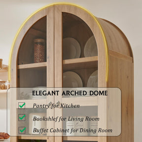 IFGET 71" Tall Arched Kitchen Pantry Cabinet – Modern Farmhouse Wood Storage Cabinet with 2 Large Drawers & Adjustable Shelves, Freestanding Pantry Cupboard for Kitchen, Dining Room, or Living Room
