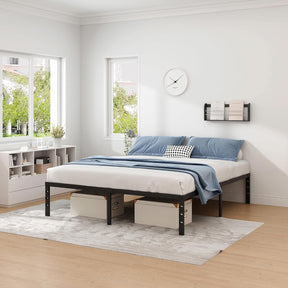 Queen Size Metal Bed Frame – 14 Inch Platform Bed with Storage Space, Heavy Duty Steel Mattress Foundation, No Box Spring Needed, Easy Assembly, Noise-Free, Black