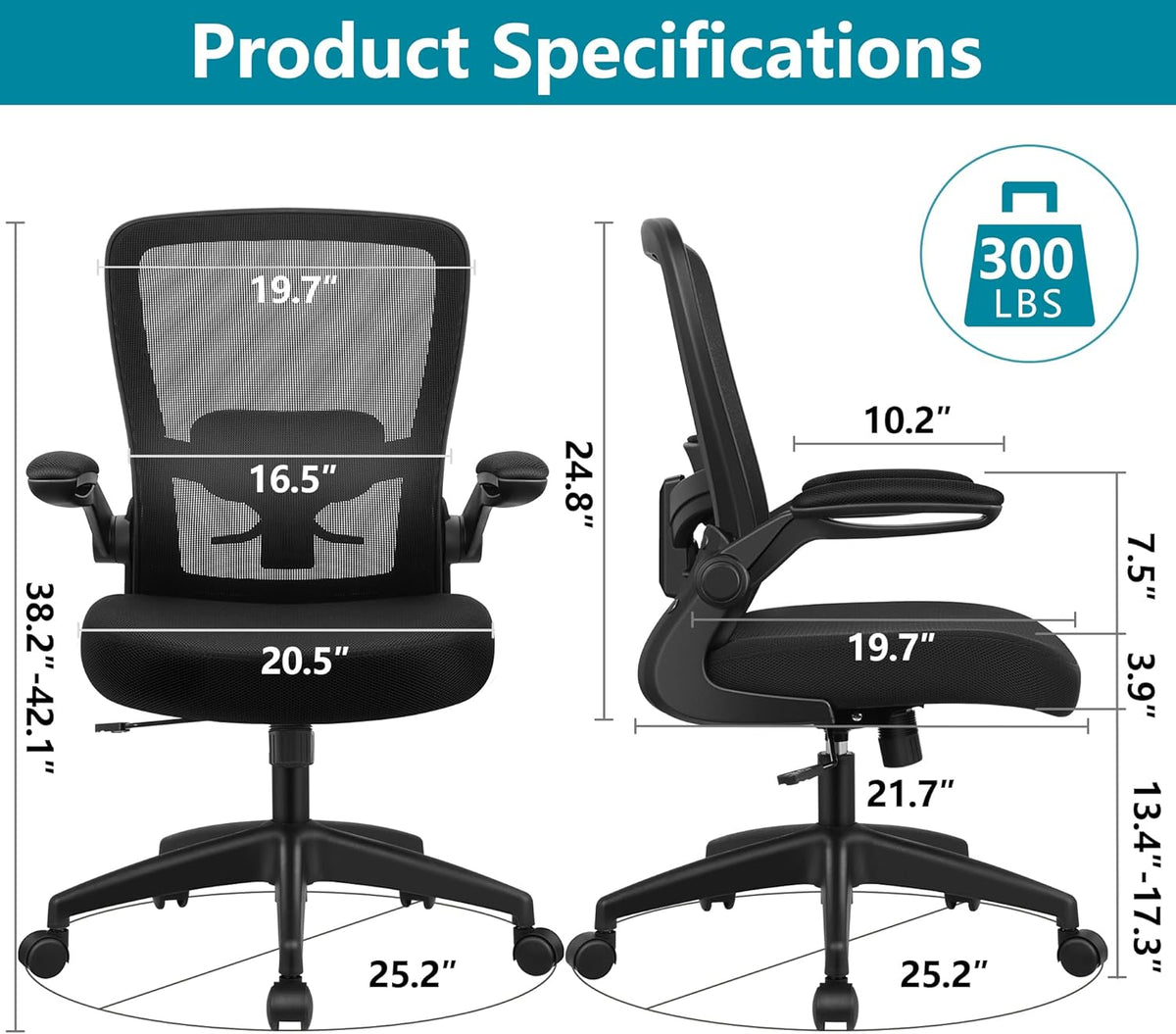FelixKing Ergonomic Office Chair – High Back Mesh Desk Chair with Adjustable Lumbar Support, Flip-Up Armrests, Swivel Rolling Computer Task Chair for Home Office