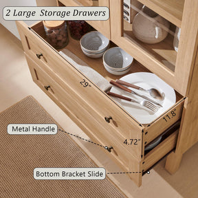 IFGET 71" Tall Arched Kitchen Pantry Cabinet – Modern Farmhouse Wood Storage Cabinet with 2 Large Drawers & Adjustable Shelves, Freestanding Pantry Cupboard for Kitchen, Dining Room, or Living Room