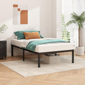 Twin Size Metal Bed Frame – 14 Inch Platform Bed with Underbed Storage, Heavy Duty Steel Slats, No Box Spring Needed, Easy Assembly, Noise-Free Design, Black